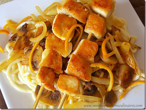 Brochettes de poulet à l'orange