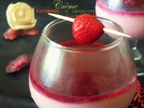 crème dessert framboise - citron vert & son coulis de fruits rouges