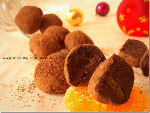 Truffes chocolat noir, menthe fraiche (recette de noel)