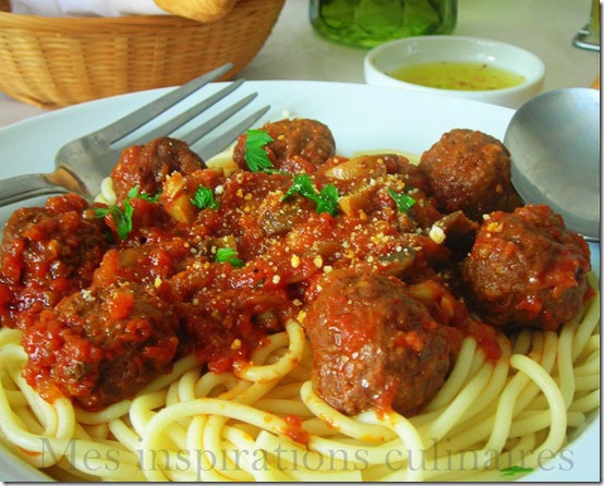 spaghettis aux boulettes de champignons