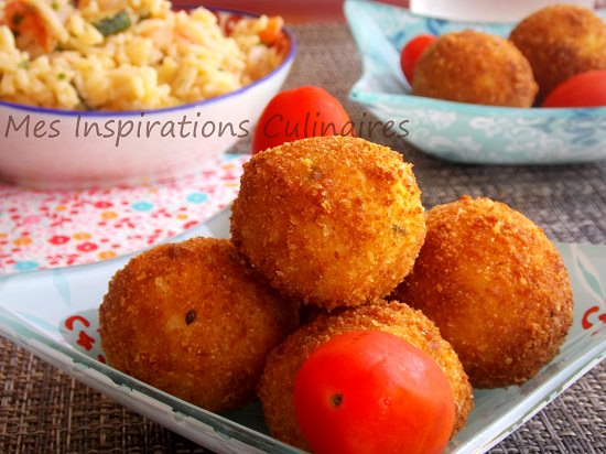 Arancini aux crevettes et parmigiano