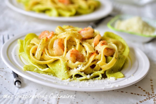 Fettucini aux crevettes, sauce alfredo