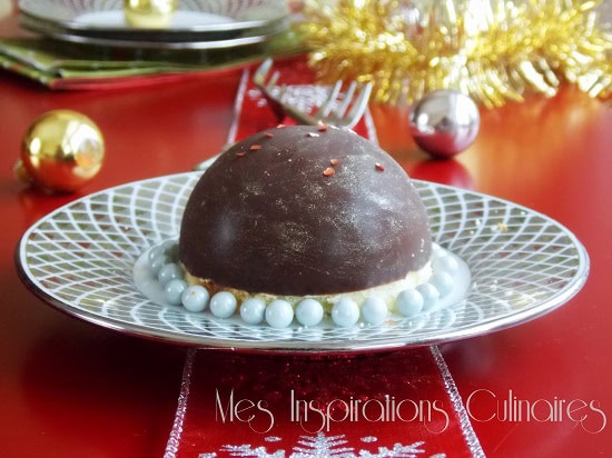 Dôme mousse au café, coeur caramel en habit de fêtes