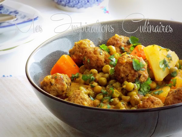 Tajine Kefta aux petits pois et aux carottes