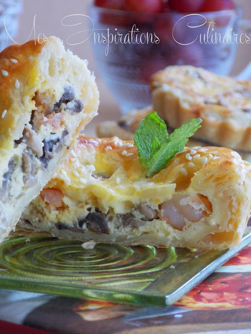 Mini quiche aux champignons et aux crevettes