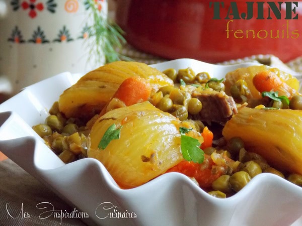 Tajine de fenouils, carottes & petits pois