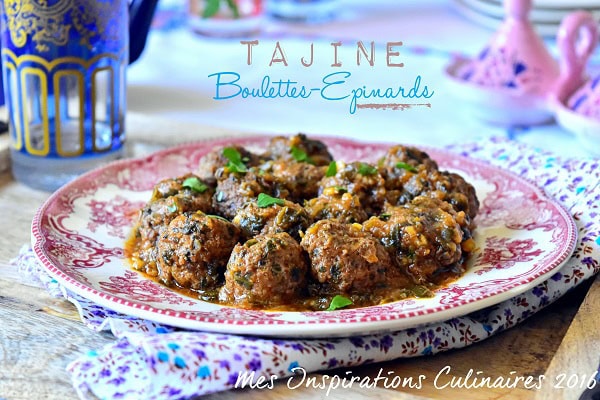 Tajine de boulettes viande hachée épinards