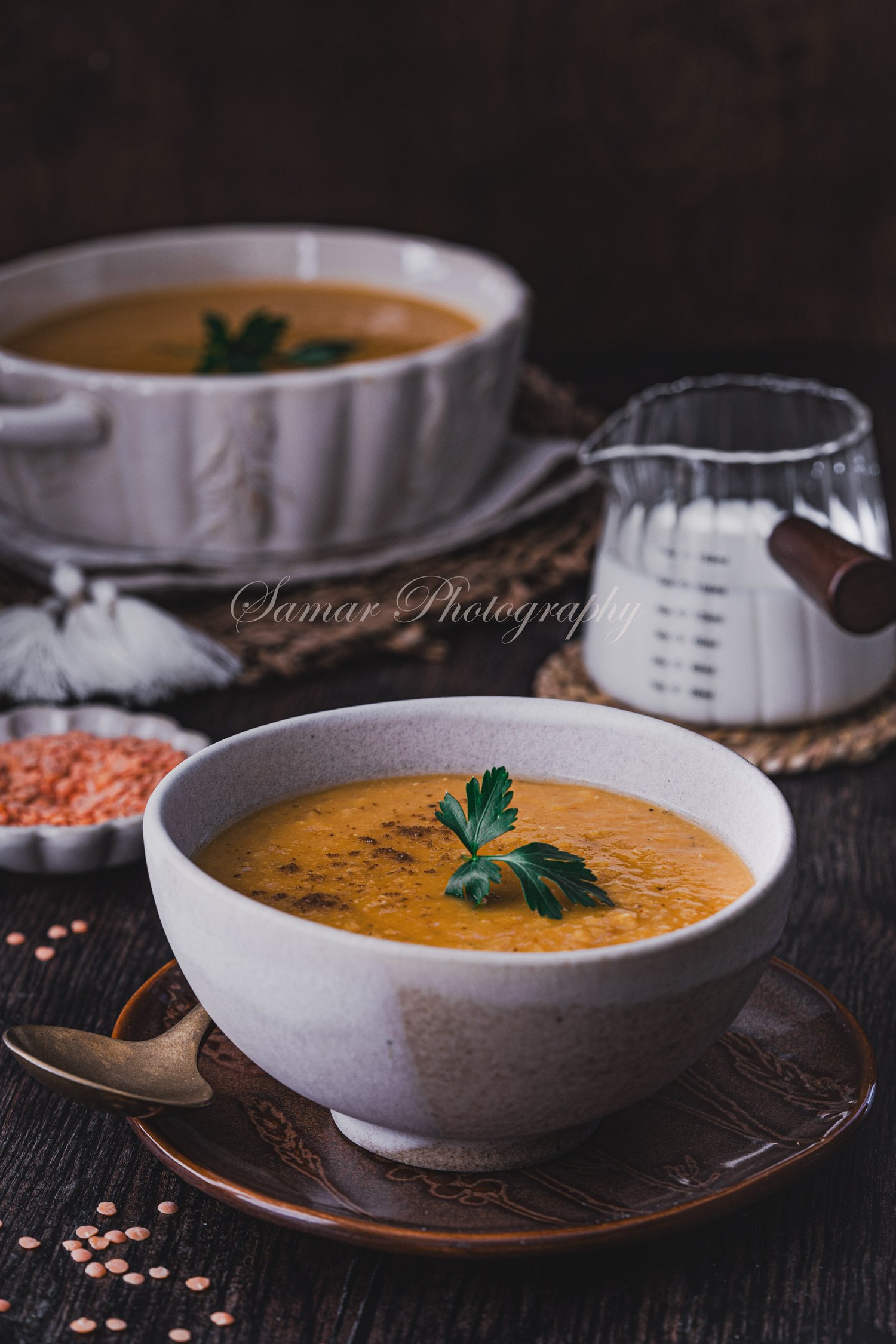 Soupe de lentilles Corail lait de coco