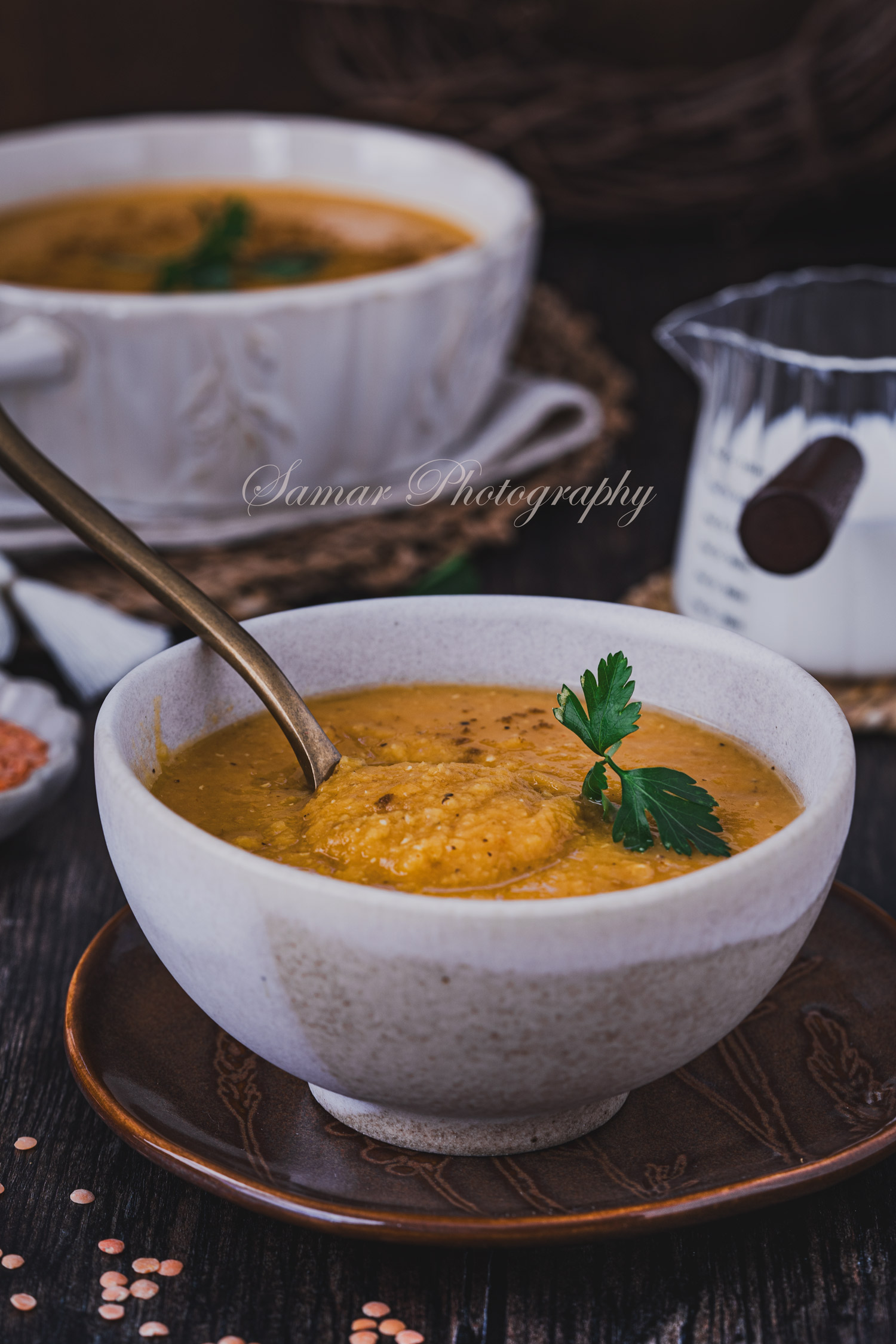 Soupe de lentilles corail au lait de coco et Garam Massala