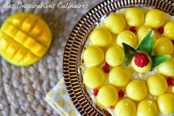 Tarte à la mangue caramélisée, crémeux ananas