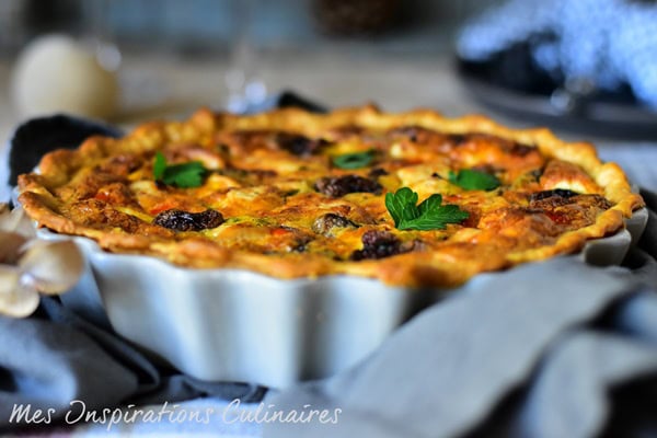 Tarte au poulet, aux champignons