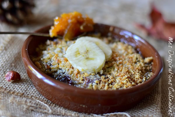 Crumble aux pommes poires et chocolat