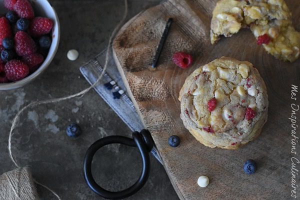 Recette Cookies au chocolat blanc, Framboise et citron