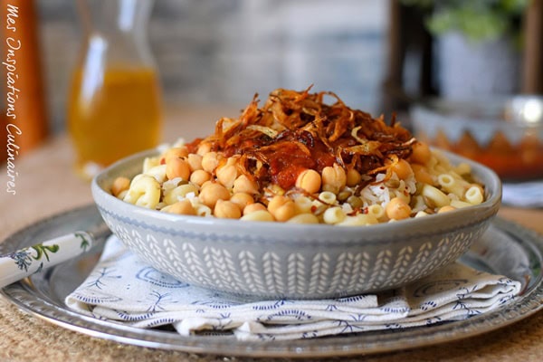 Recette Koshari égyptien, Riz aux lentilles végétarien