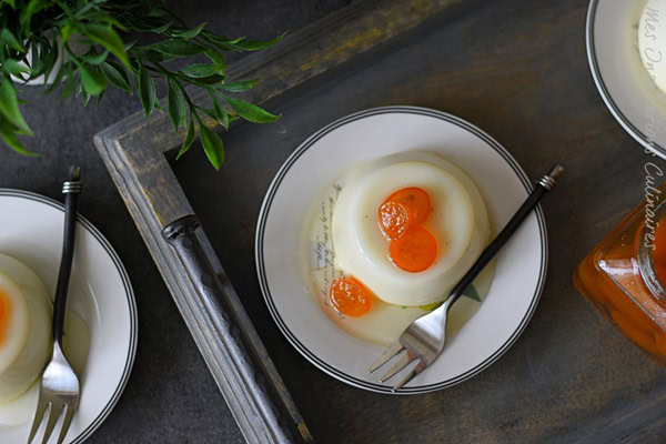 Panna cotta vanille et kumquats confits