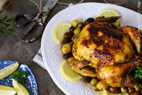 Poulet aux olives et citron confit à la marocaine (Mhamer)