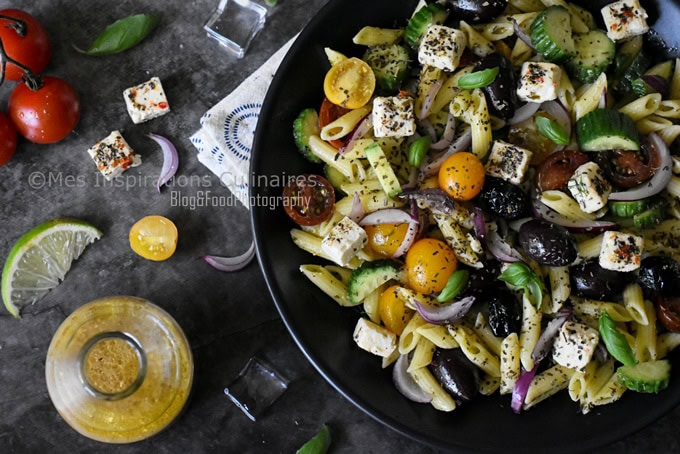 Salade de penne à la feta façon grecque