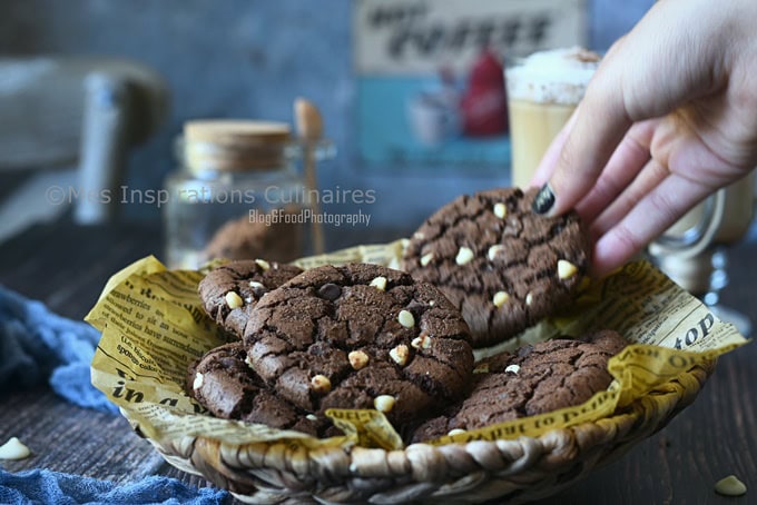 Cookies au chocolat (cacao amer) et pépites de chocolat blanc