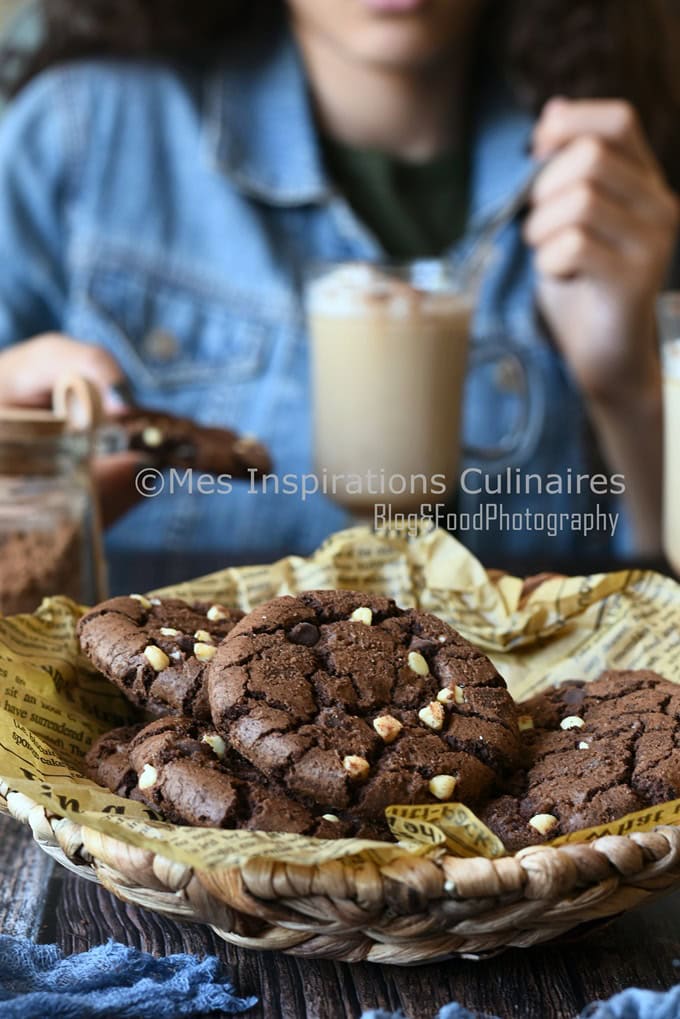 recette Cookies au chocolat moelleux et pépites de chocolat blanc