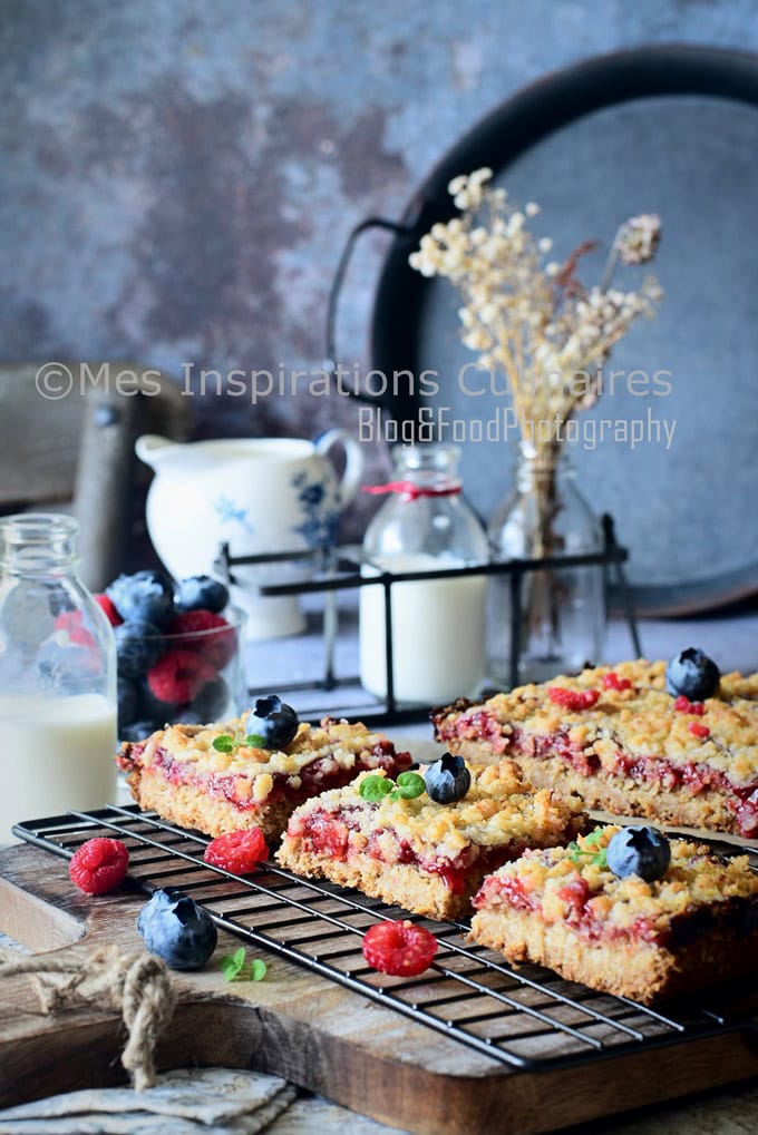 Crumble framboises ou carrés à la framboise