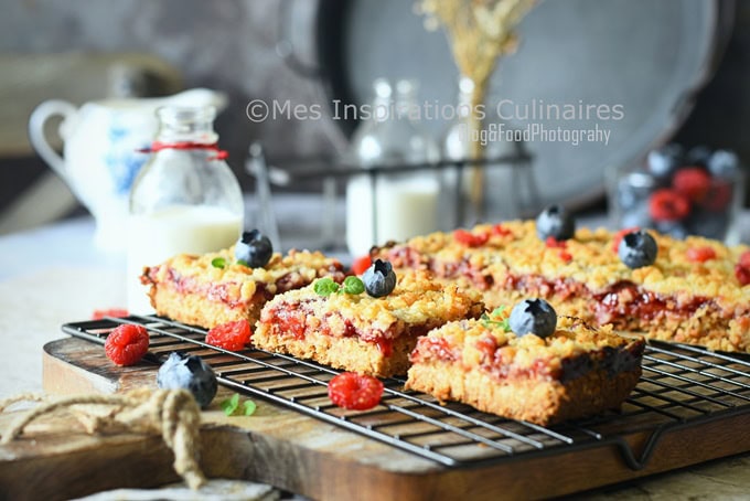 Crumble framboises ou carrés à la framboise