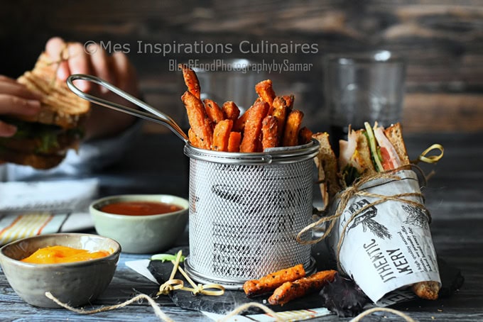 Frites de patate douce au four
