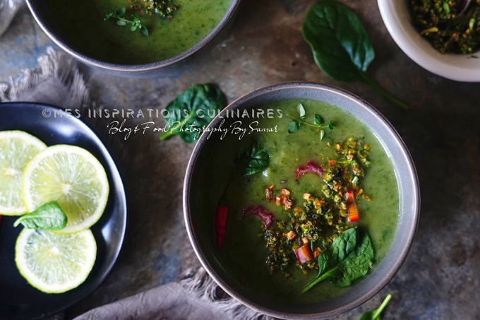 Soupe aux épinards et poireaux