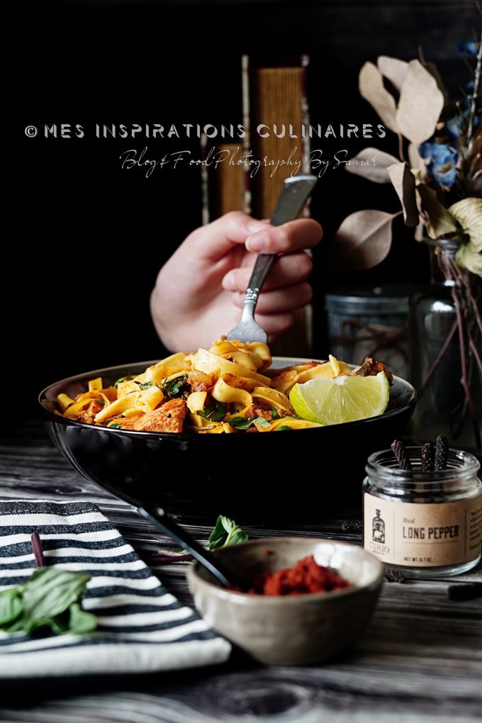 recette Tagliatelles au saumon frais et poivre long rouge de kampot