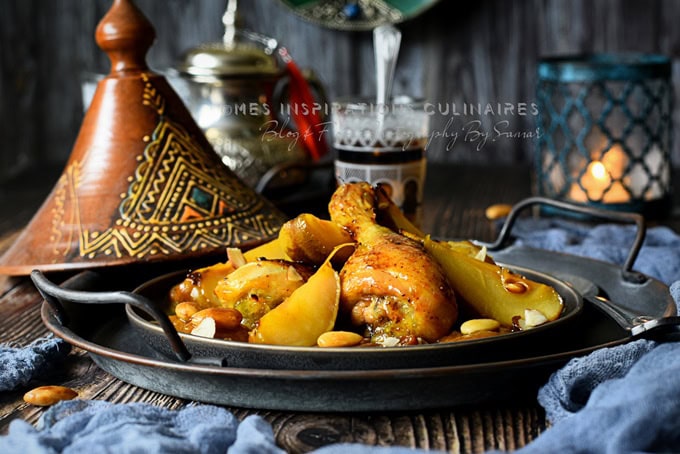 Tajine de poulet aux poires caramélisées