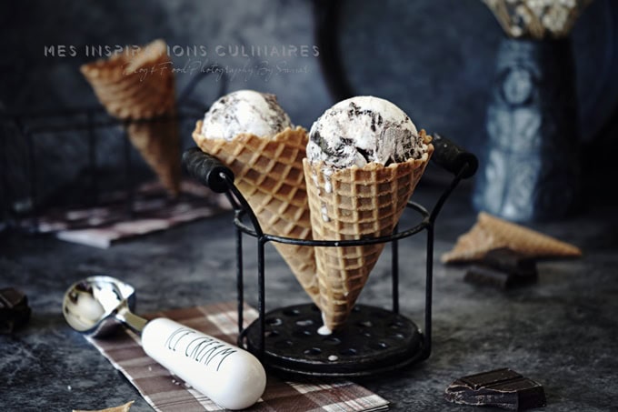 Glace vanille, mascarpone au chocolat et biscuits