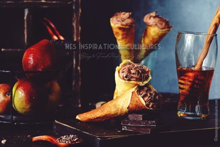 Cornets de crêpes poires chocolat