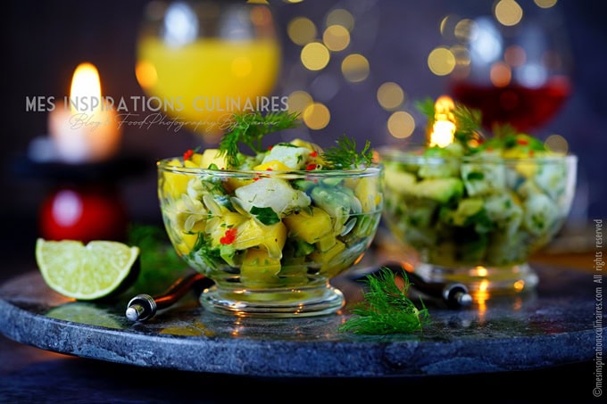 Ceviche de poisson, avocat et mangue