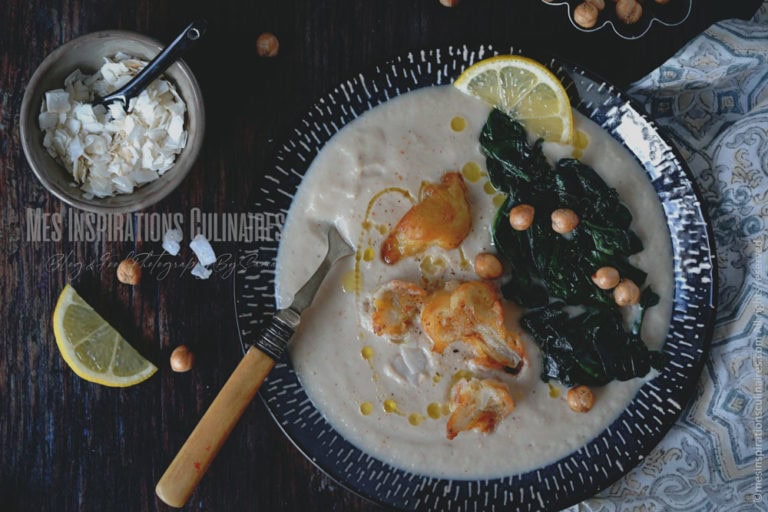 Purée de topinambour crémeuse au chou fleur
