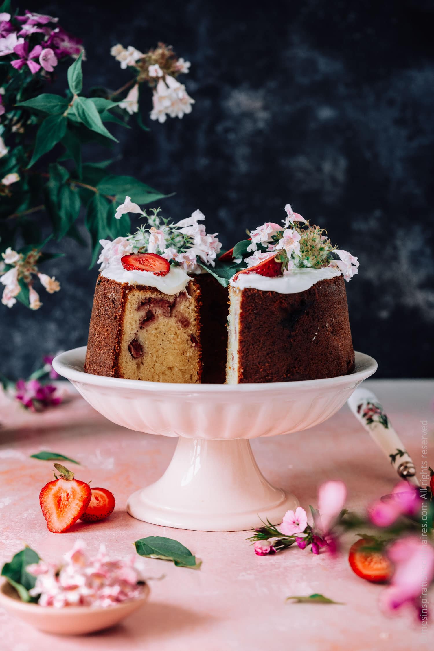 Cake chocolat blanc et fraises