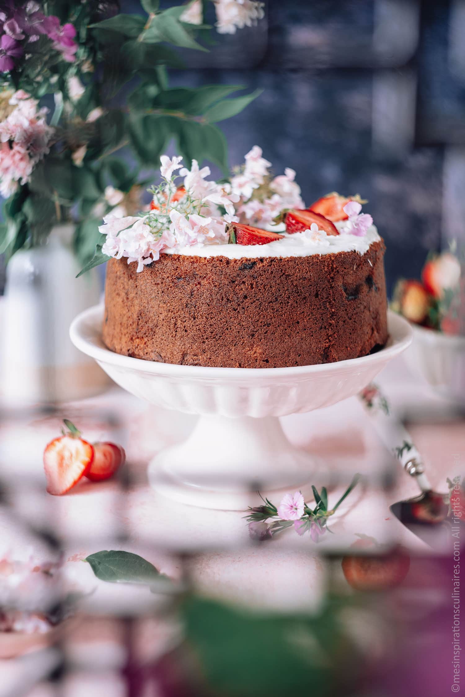 Cake au chocolat blanc et fraises