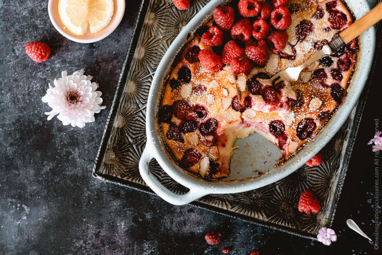 Clafoutis aux framboises et citron