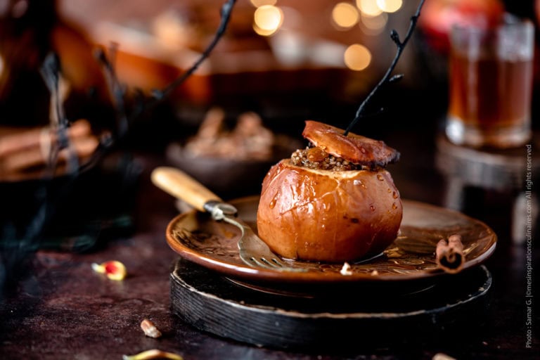 Recette pommes au four, noix de pecan et raisins secs
