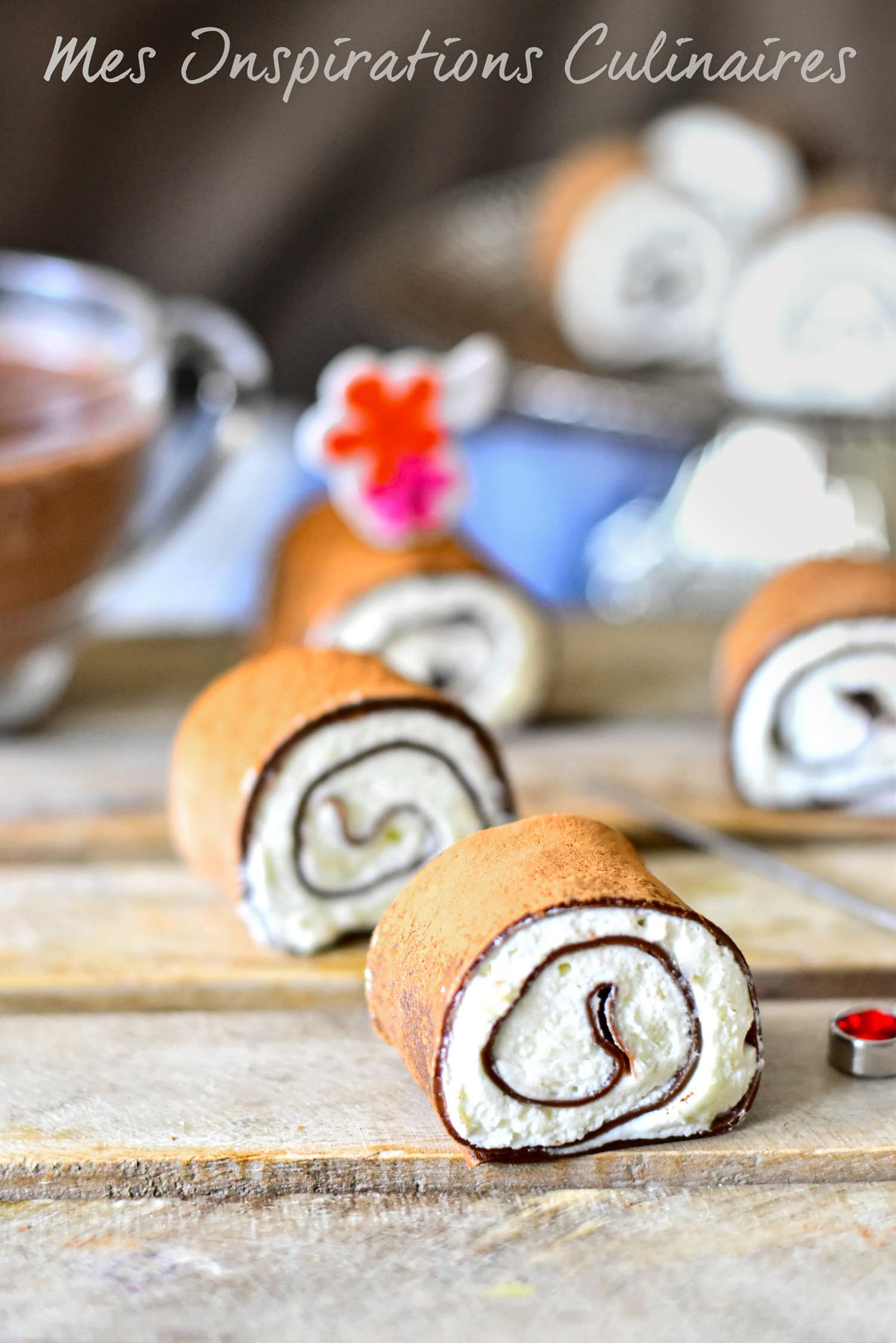 Crêpes roulées sucrées chocolat mascarpone