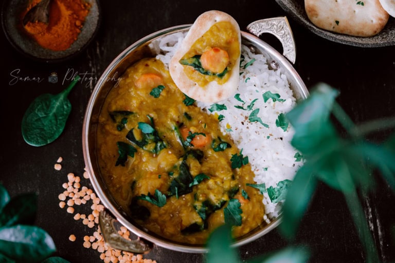 Recette dhal de lentilles corail, carottes et épinards
