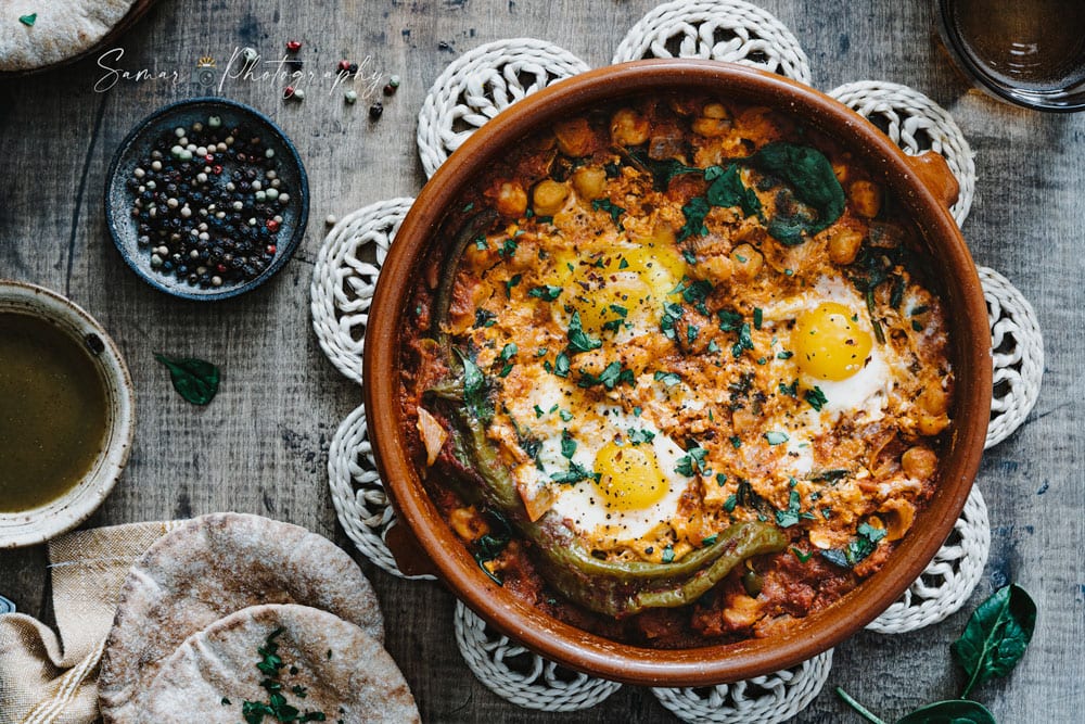 Chakchouka, recette aux pois chiche et oeufs