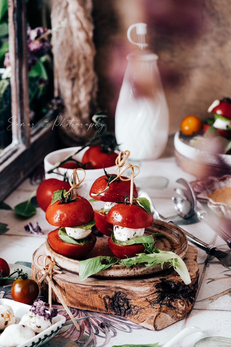 Brochette Caprese (tomate, mozzarella, basilic)