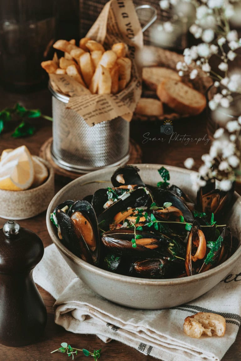 Recette moules frites à la sauce marinière Le Blog cuisine de Samar