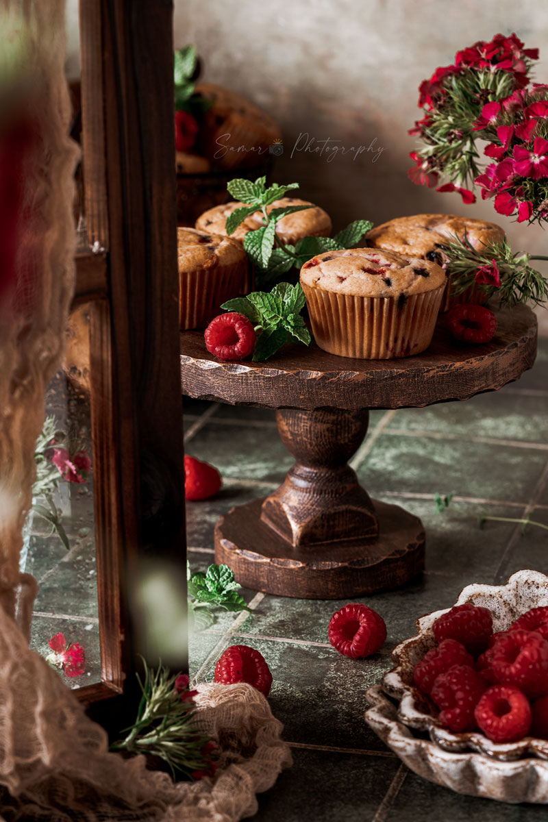 Muffins aux framboises et chocolat blanc