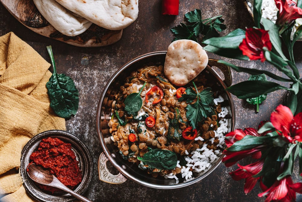 Dahl de lentilles, curry indien