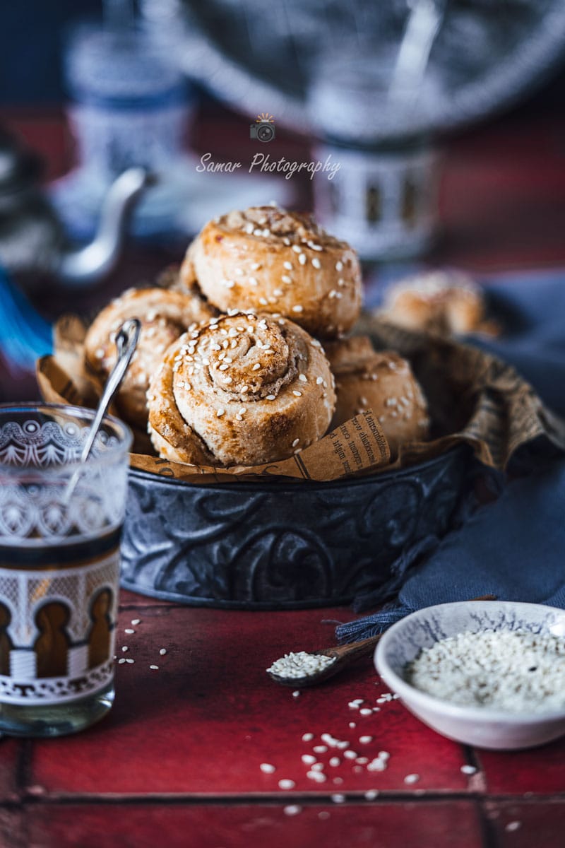 Pain spiral au tahini, Khobz el tahineh