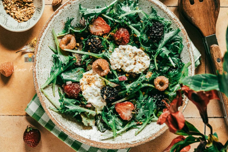 Salade de roquette aux fruits rouges et Burrata