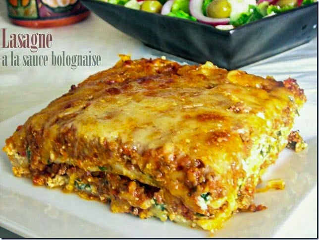 Lasagne ricotta épinards a la sauce bolognaise