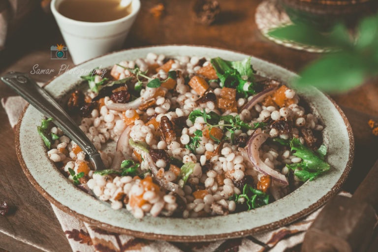 Salade au couscous perlé, courge butternut et pecan (Salade d’automne)