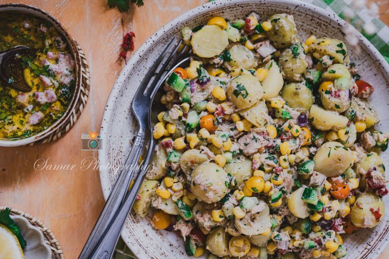 Salade de thon et pomme de terre et sa vinaigrette au yaourt grec