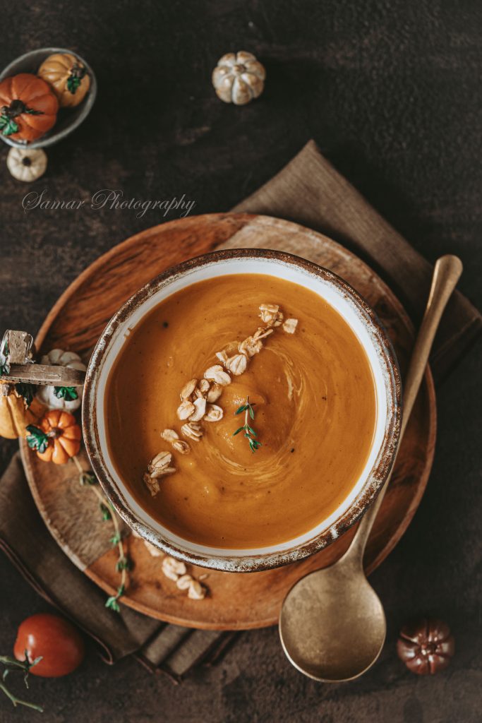 Velouté de courge butternut rôtie au four